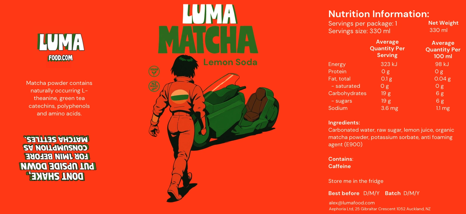 Luma Matcha Soda label